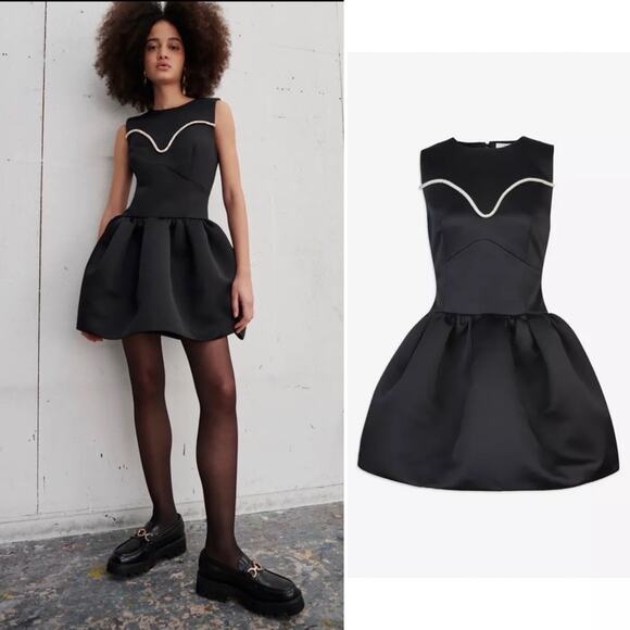 TANYA TAYLOR Noaki Embellished Mini Dress Black Silver Embellished Size 4 NEW - Picture 11 of 12